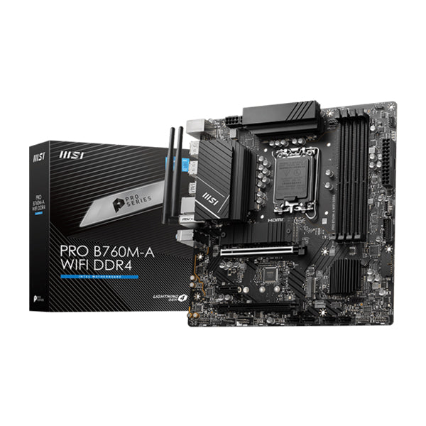 MSI PRO B760M-A WIFI DDR4 mATX Motherboard - Black