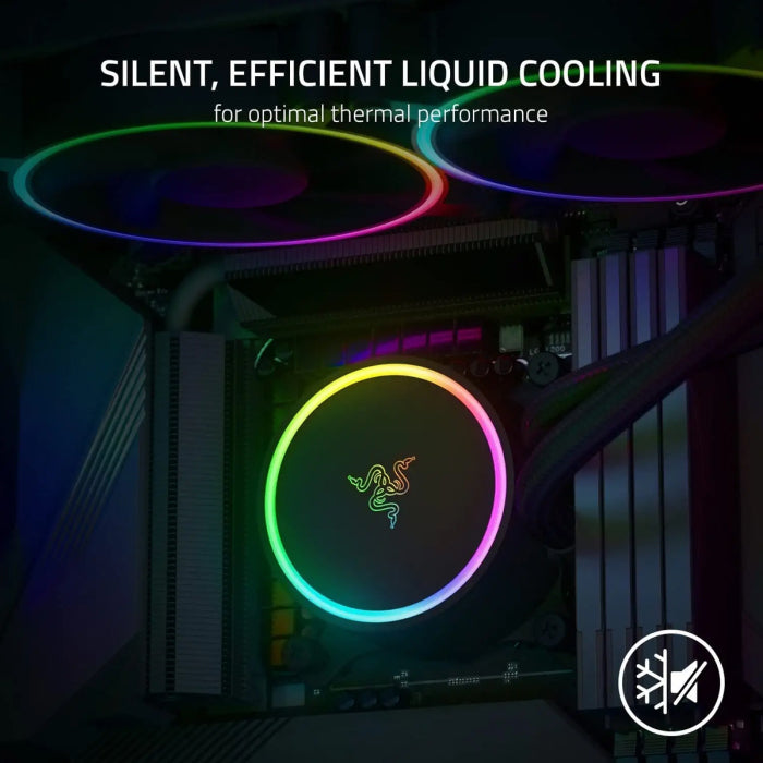 Razer Hanbo Chroma RGB 240mm 120MM x2 2200 RPM Max All-In-One Liquid Cooler ARGB Pump Cap