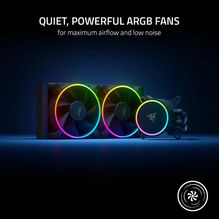 Razer Hanbo Chroma RGB 240mm 120MM x2 2200 RPM Max All-In-One Liquid Cooler ARGB Pump Cap