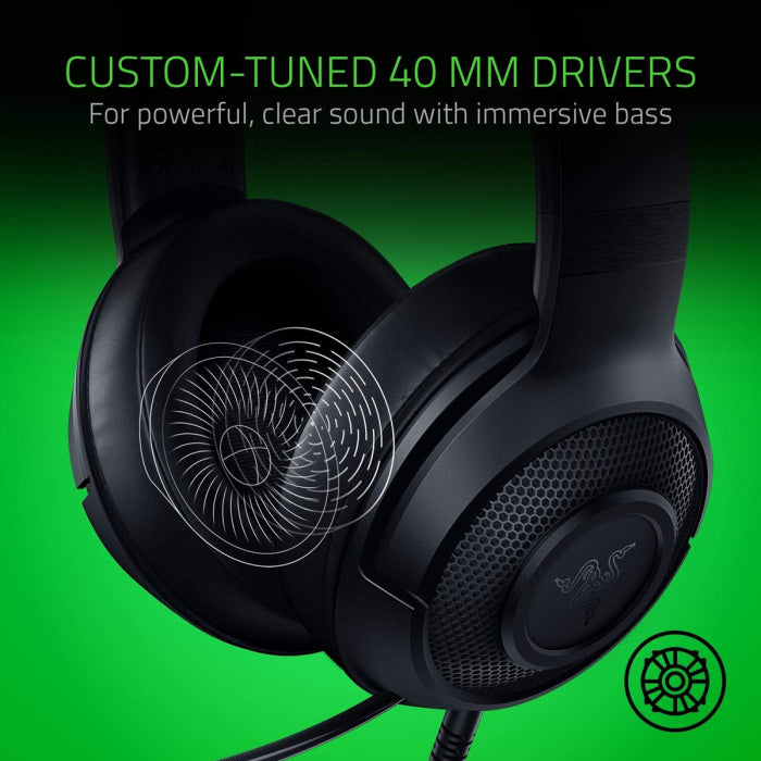 Razer Kraken X Lite Essential Wired Gaming Headset 7.1 Surround Sound Bendable Cardioid Microphone For PC, Xbox, PS4, Nintendo Switch