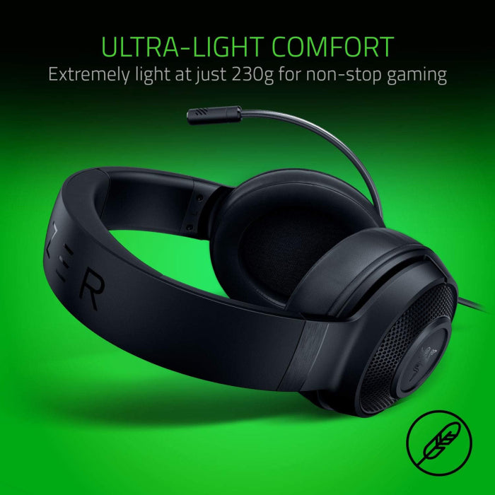 Razer Kraken X Lite Essential Wired Gaming Headset 7.1 Surround Sound Bendable Cardioid Microphone For PC, Xbox, PS4, Nintendo Switch