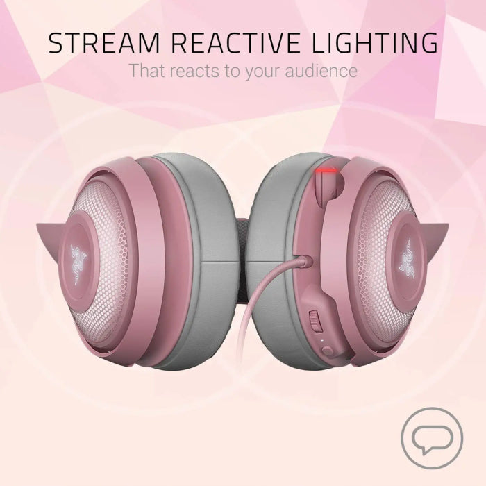 Razer Kraken Kitty Edition USB Gaming Headset With Chroma RGB Lighting Noise Cancelling Mic - Pink