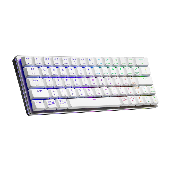 Cooler Master SK622 Wireless/Bluetooth 60% RGB Mechanical Keyboard With Low Profile Clicky Blue Switch - White