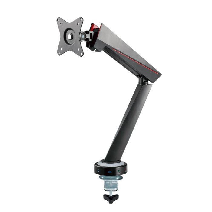 Twisted Minds Single Spring-Assisted Pro Monitor Arm with Dual 3.0 USB+Audio+Mic Ports (17"-32" Flat & Curved Monitors)