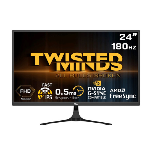 شاشة Twisted Minds مقاس 24 بوصة IPS سريعة 180 هرتز 0.5 مللي ثانية FHD HDMI 2.0 HDR للألعاب 