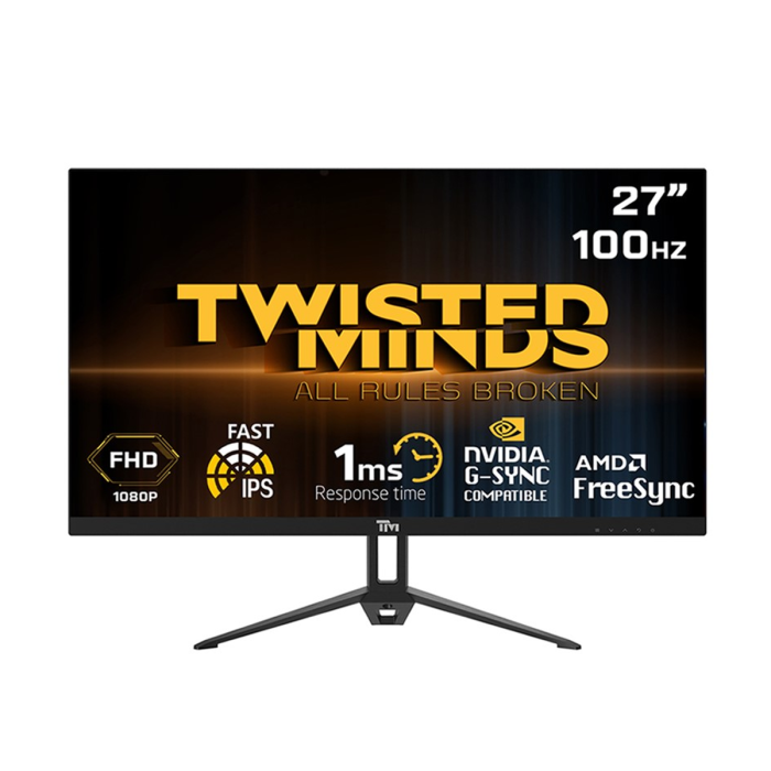 شاشة ألعاب Twisted Minds مقاس 27 بوصة بتقنية IPS وسرعة 100 هرتز و1 مللي ثانية بدقة FHD مع تقنية AMD FreeSync 