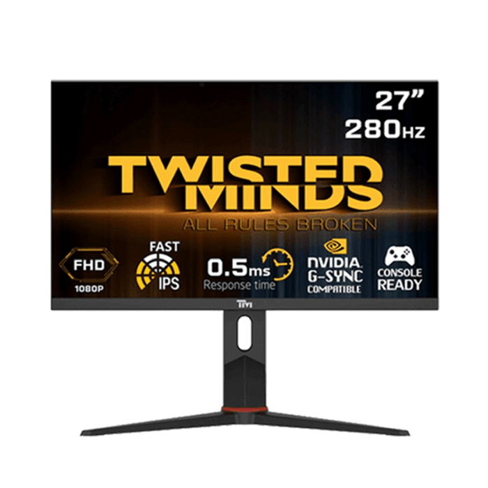 شاشة Twisted Minds مقاس 27 بوصة FHD Fast IPS، 280 هرتز، 0.5 مللي ثانية، HDMI 2.1، شاشة ألعاب HDR قابلة للتعديل - أسود 