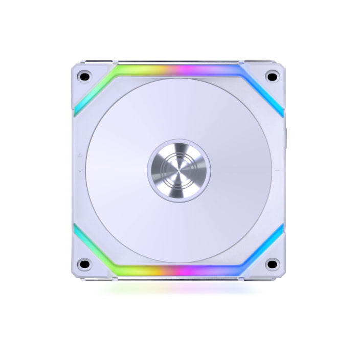 LIAN LI UNI FAN SL120 V2 RGB مروحة ARGB ذات سلسلة ديزي 3 في 1 مع وحدة تحكم ARGB - أبيض 