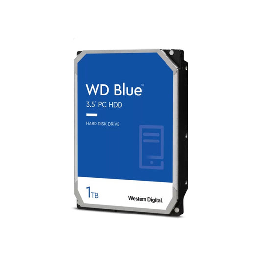 محرك الأقراص الصلبة المكتبي WD Blue سعة 1 تيرابايت SATA بسرعة 6.0 جيجابت/ثانية وذاكرة تخزين مؤقت سعة 64 ميجابايت مقاس 3.5 بوصات بسرعة 7.2 ألف دورة في الدقيقة 