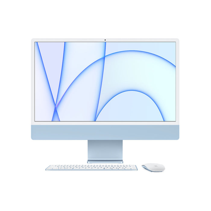 Apple iMac مقاس 24 بوصة M1، وحدة معالجة مركزية 8-Core/GPU، محرك عصبي 16-Core، ذاكرة وصول عشوائي 16 جيجابايت، 2 تيرابايت SSD (لوحة مفاتيح باللغة الإنجليزية/العربية) - أزرق 