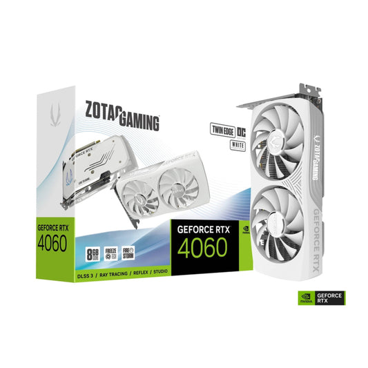 بطاقة رسومات Zotac Gaming GeForce RTX 4060 Twin Edge OC White Edition سعة 8 جيجابايت GDDR6 