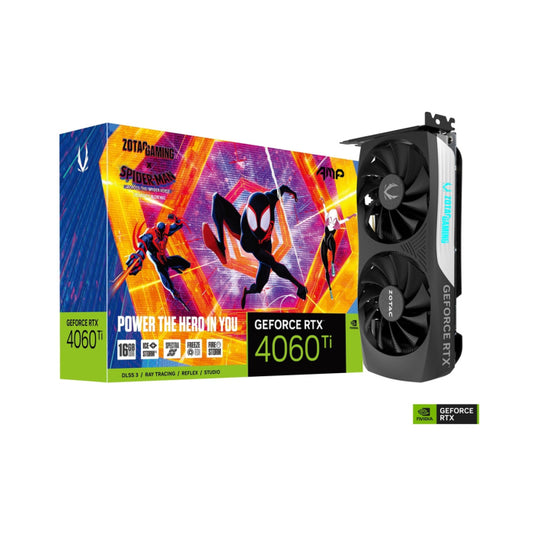 بطاقة رسومات Zotac GeForce RTX 4060 Ti AMP Spider Man سعة 16 جيجابايت GDDR6 