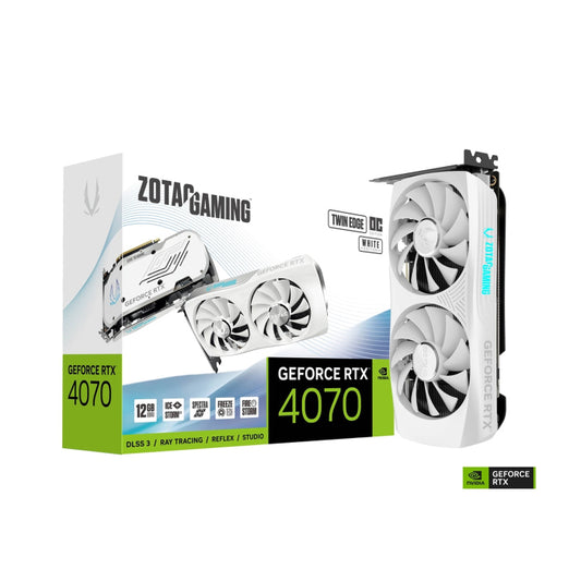 بطاقة رسومات Zotac Gaming GeForce RTX 4070 Twin Edge White OC Edition سعة 12 جيجابايت GDDR6X 